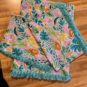Hobby Lobby Tropical Print Table Linens - Teal, Pink, Orange